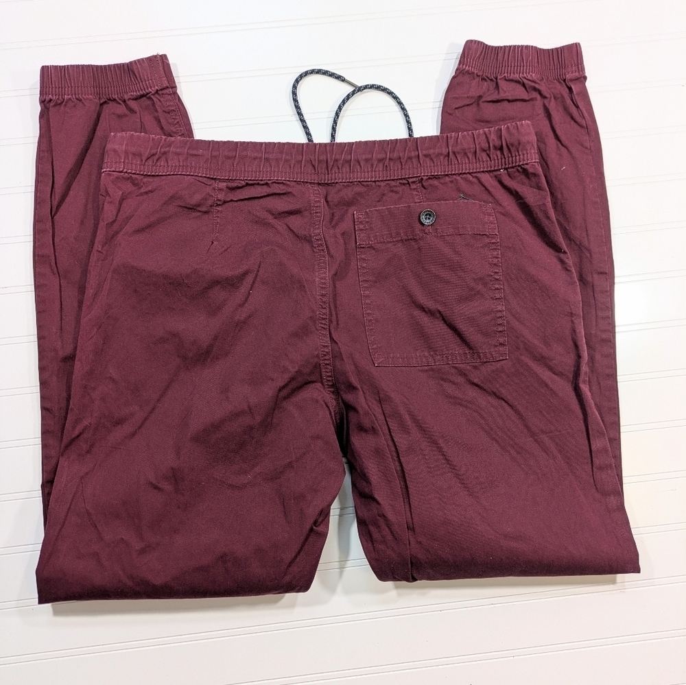 Express Men's Burgundy Twill Jogget Pants - Picture 2 of 4